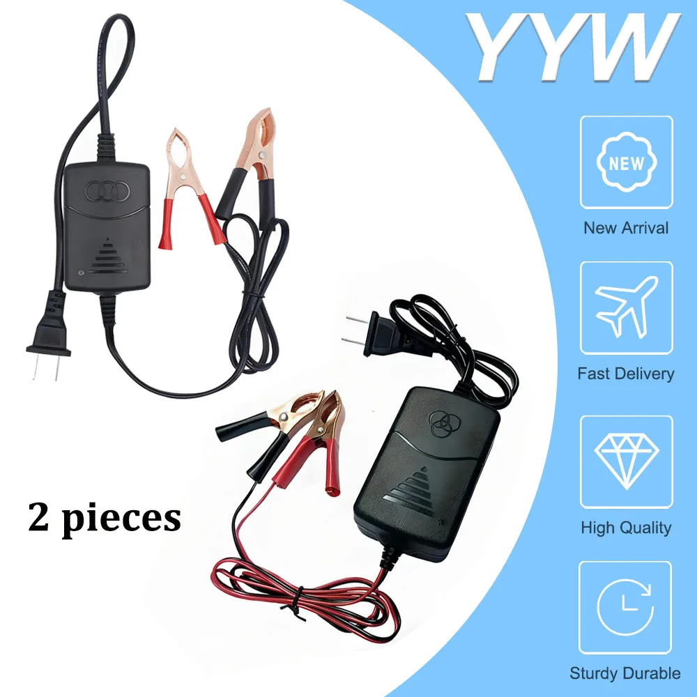 

Universal Smart Sealed Lead Acidc Battery Charger Rechargeable 12V Double Line Clip 2pcs American Standard Plug Charging Socket