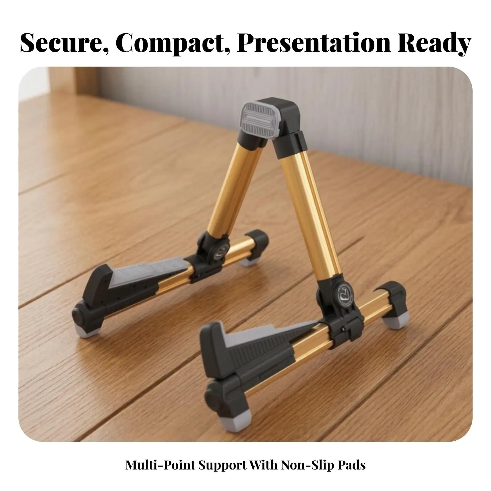 Foldable Music Stand for Electric Guitar Bass with Anti Slip Pads Aluminum Frame Portable Collapsible Rack for Practice