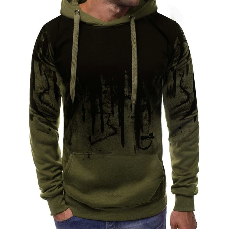 Mens Fashion Camouflage Hoodies Male Daily Casual Sports Sweatshirts Gym Long Sleeve Pullover Hooded