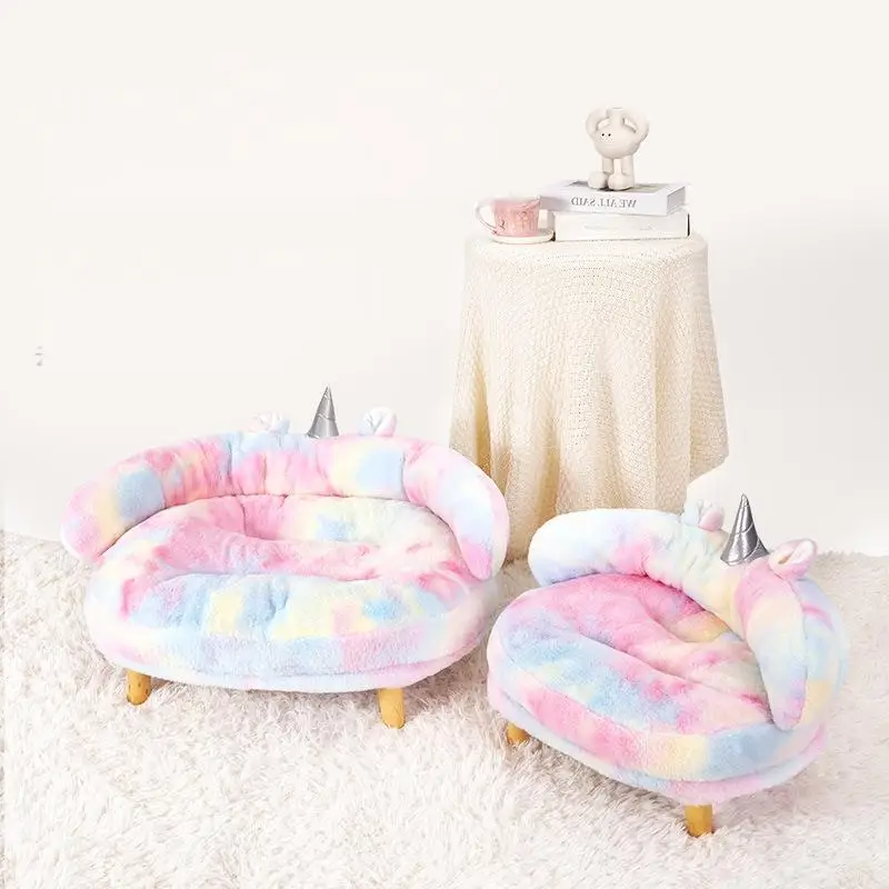 

Rainbow Unicorn Cloth Type Warm Winter Pet Bed for Cat & Dog No Assembly Universal Pet Bed for Cats and Dogs Suitable Small Pets