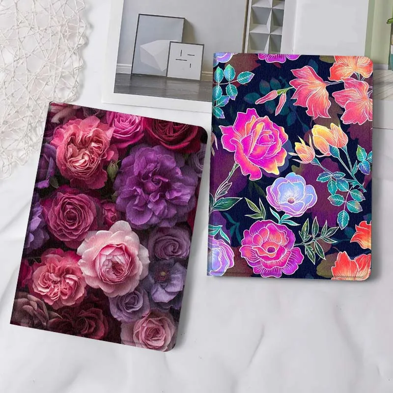 

Colorful Rose Flower Tablet Case For Samsung Tab Galaxy S6 S11 A A7 A8 A9 A11 10.1 10.4 10.5 Plus Lite Gift
