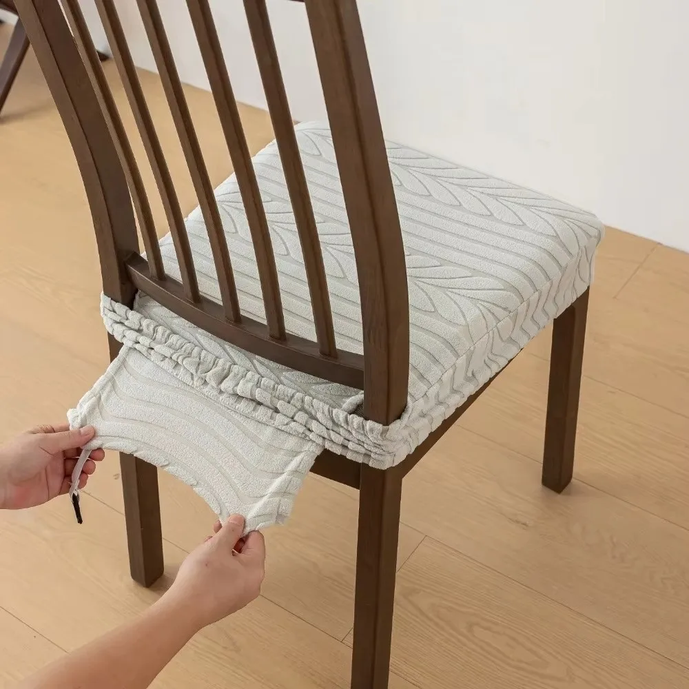 Soft Non-Slip Jacquard Chair Slipcover Removable Elastic Seat Protector Stain-Resistant Washable Chair Cushion Cover Home