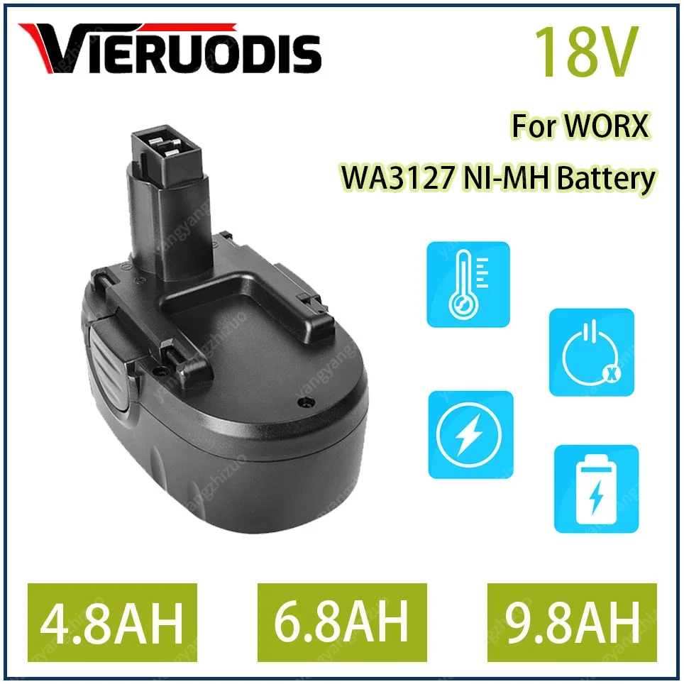 

For WORX WA3127 18V Ni-MH 4.8AH 6.8AH 9.8AH Battery Replacement WA3152 WG150s WG152 WG250 WG541 WG900 WG901 Cordless Power Tool