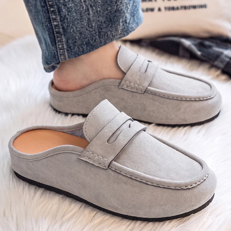 2025 New Men Slippers Trend Baotou Shoes for Men Summer Breathable Casual Shoe Vulcanized Flats Male Sneakers Half Slip-on Shoes