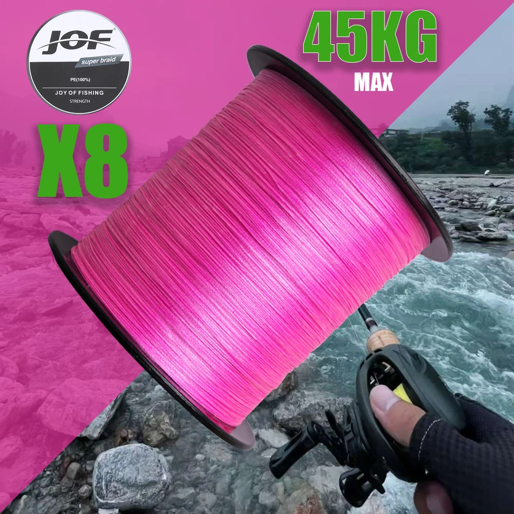 Linha de Pesca Trançada JOF Japan 8X 8 Fios 300M 500M 1000M Multifilamento PE para Pesca Extrema em Água Salgada e Fly Fishing