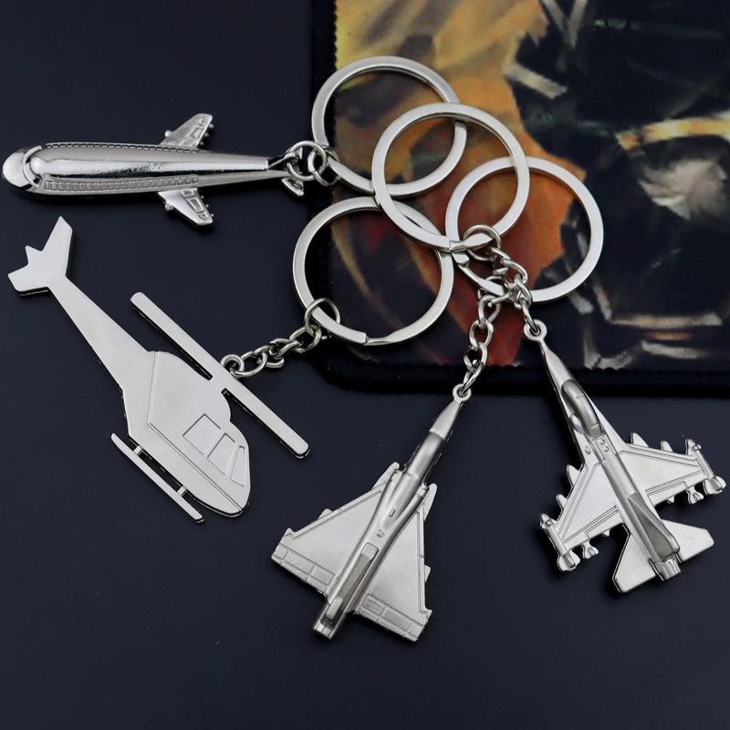 Fashion 8 Style Helicopter Airliner Style Alloy Metal Pendant Keychain For Anti-Drop Men Bag Bag Car Key Holder Keychain Keyring