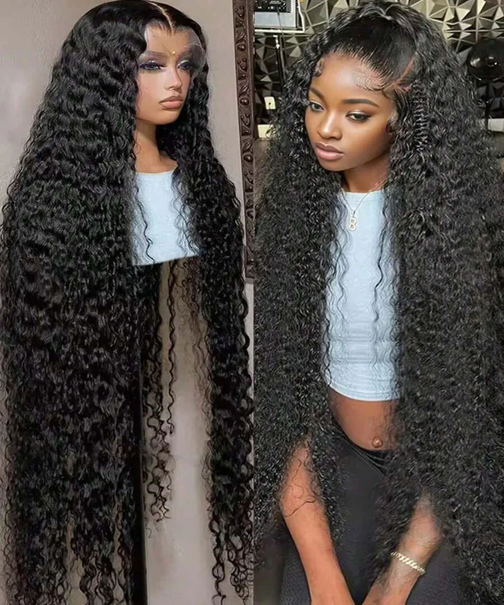 

40 Inch 250% Density Wigs Human Hair Pre Plucked 13x4 HD Deep Wave Lace Front Wigs Human Hair For Women 15A Curly Frontal Wigs