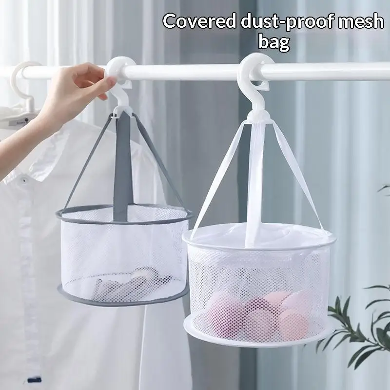 Hanging Mesh Storage Basket With Cover Strong Hook For Storing Beauty Sponges Small Items Bathroom Bedroom