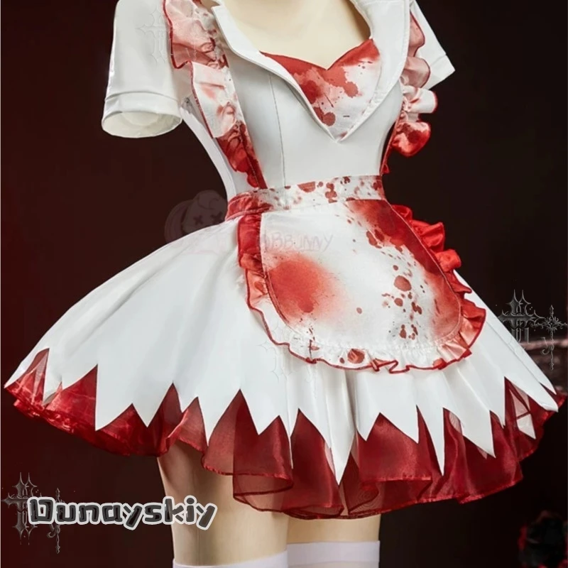 OHaYo%Bloody Nurse Fanart Halloween Cosplay Costume White PU Leather Nurse Lolita Dress Anime Character Outfit Women Lolita view 3