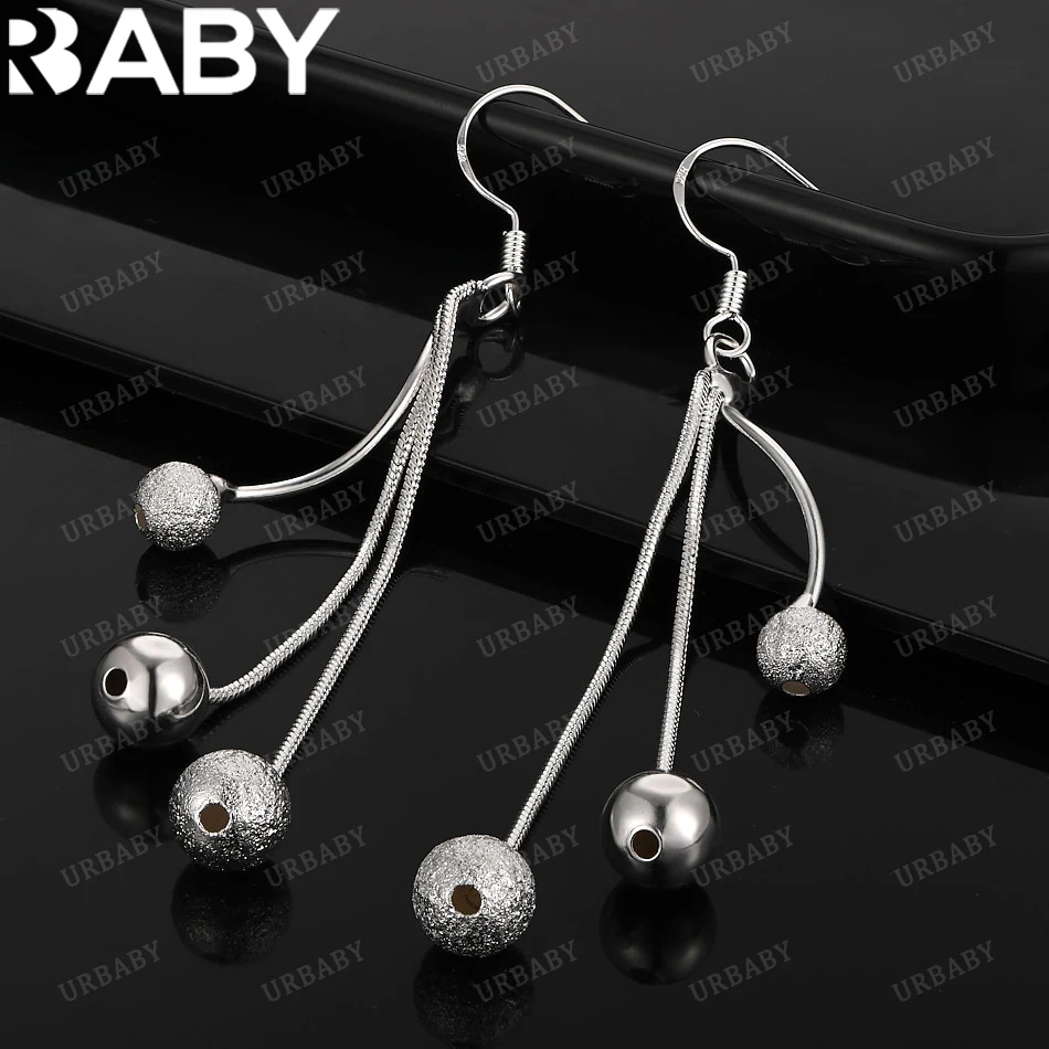 

URBABY 925 Sterling Silver Earrings Beaded Tassels Drop Earrings For Women Jewelry Fashion Party and Daily Wear
