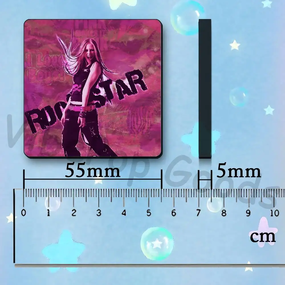 A-Avril L-Lavigne Vintage Y2K Refrigerator Magnets Square Tiles with Magnetic Sheets Printed for Decoration Collect 55mm