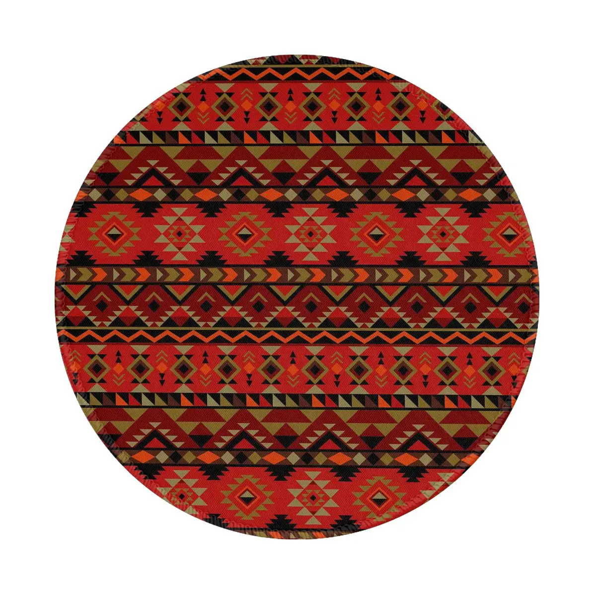 Vintage Ethnic Mouse Pad Red Aztec Print Cute Round Mousepad Graphic Anti-Slip Great Quality Mouse Mats For Laptop PC MacBook