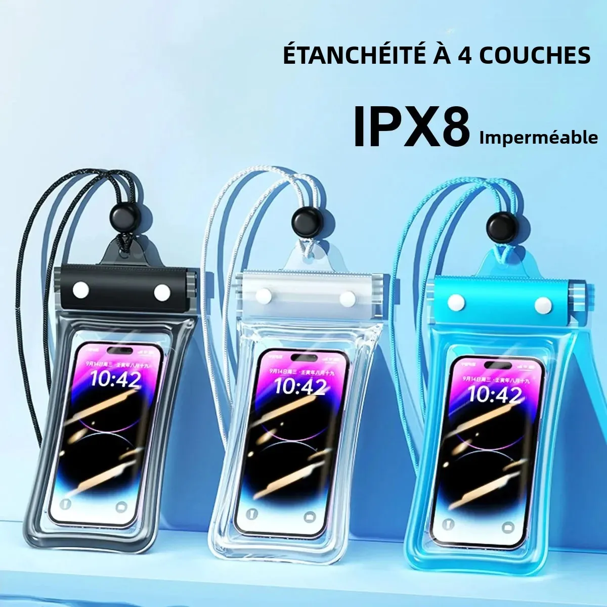 Étui de téléphone flottant et étanche, sac de natation transparent, sac étanche pour la neige et la forêt tropicale, housse étanche avec joint d'étanchéité