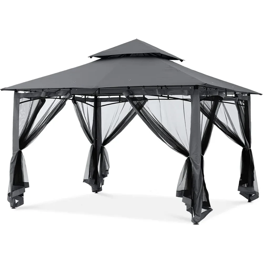 8x8 Gazebo, Garden Gazebos for Patios with Stable Steel Frame and Netting Walls, Gazebo