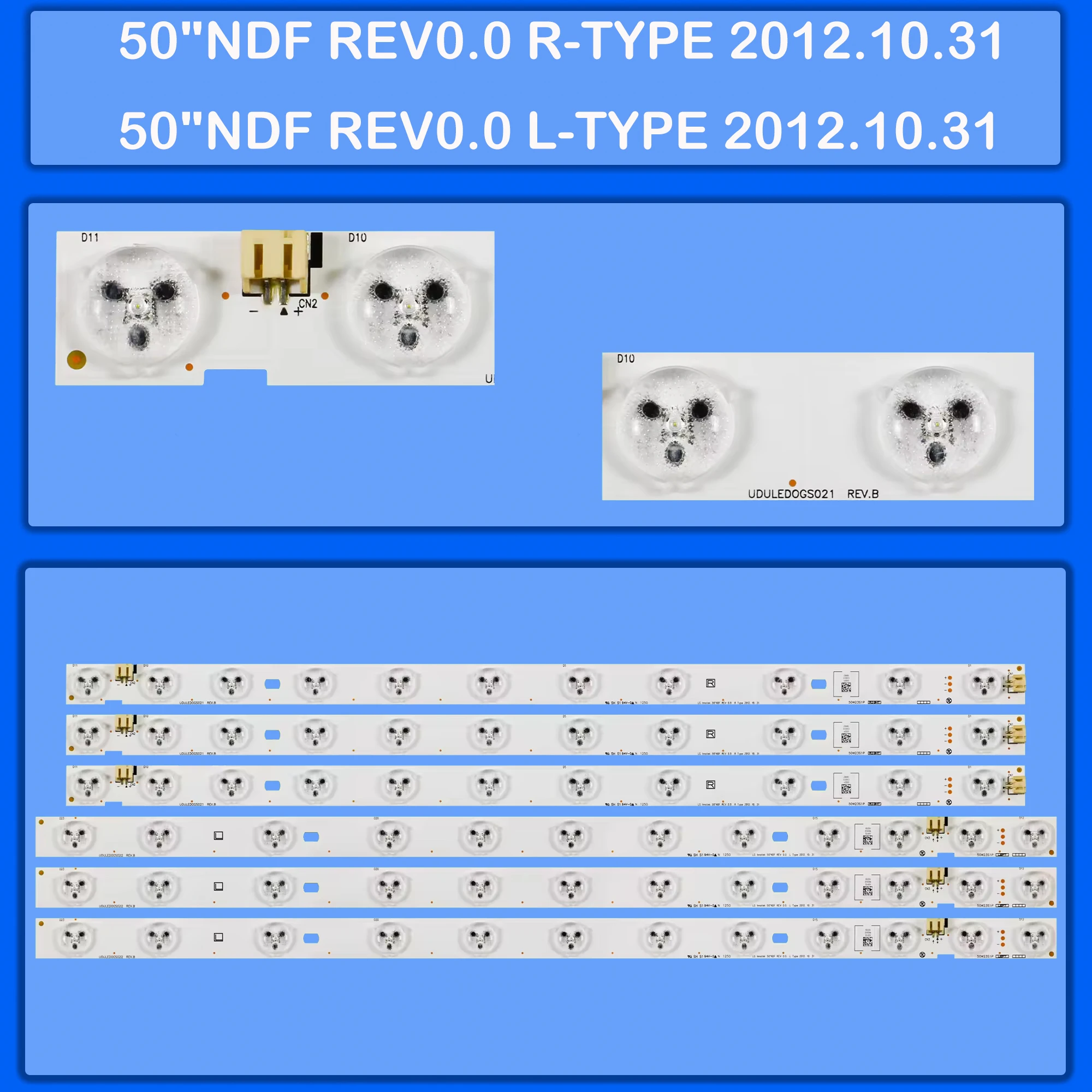 LED Backlight Strio 2012FUNAI50_3228_L12_REV1.0 2012FUNAI50_3228_R11_REV1.0 For 50PFL3908/F7 50PFL1708/F8 50PFL1908/F8