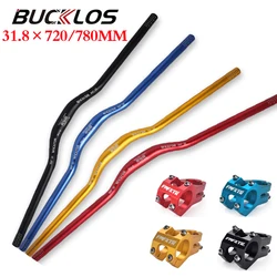 BUCKLOS Mountain Bike Handlebar 31.8*780/720mm Aluminum Aloy Riser Bar with Bicycle Stem Ultralight Mtb Handlebar Bike Part