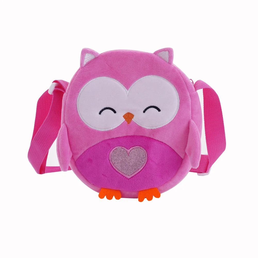 1pc peluche cartone animato gufo borsa a tracolla per bambini carino borsa a tracolla rotonda ragazzi bambini piccolo portamonete borse portafoglio