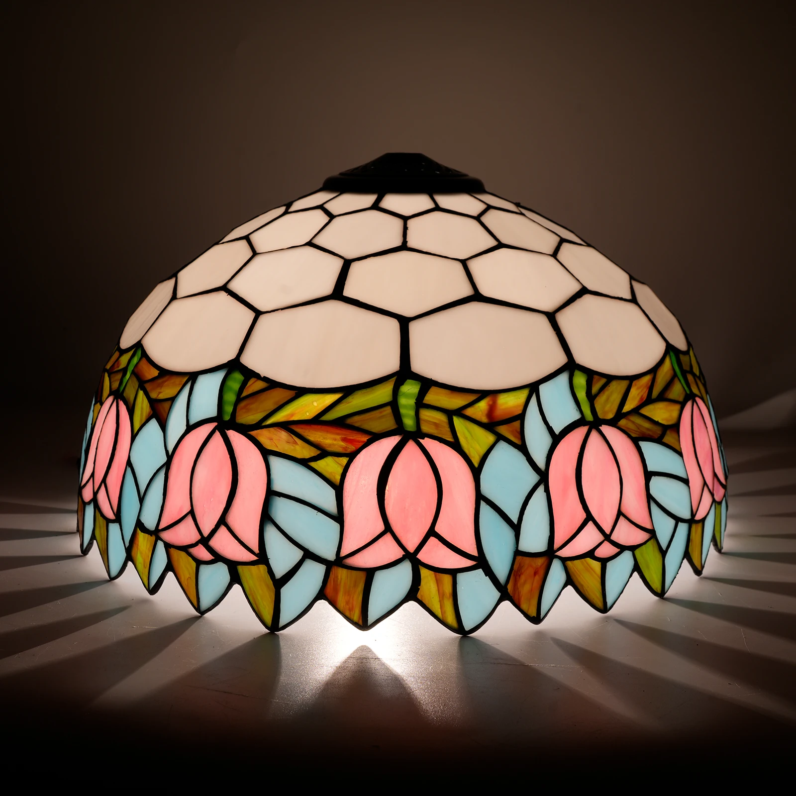 16Inch Pink Tulip Tiffany Stained Glass Lamp Shade Replacement Only Fit For Table Lamps FLoor Lamp Ceiling Fixture Pendant Light