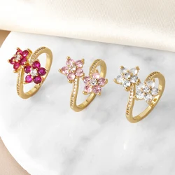OCESRIO Trendy Multicolor Crystal Star Stacked Rings for Women Copper Gold Plated Open Ring Jewelry Women Gift Wholesale rign38