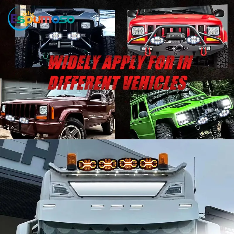 

9 " LED Light For Scania Off road Headlight Spotlight Truck Auxiliary Square Car Driving Flash White Yellow 100W 22000LM