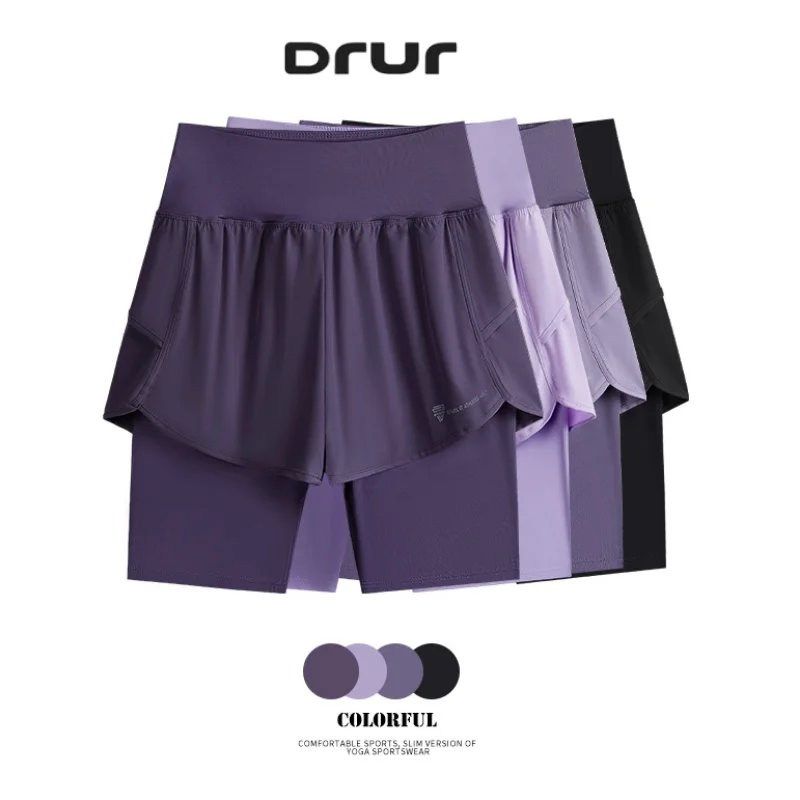 

Шорты для йоги DRUR, женские шорты для бега в тренажерном зале с высокой талией 2 в 1, легкие летние спортивные шорты для тренировок, спортивная одежда