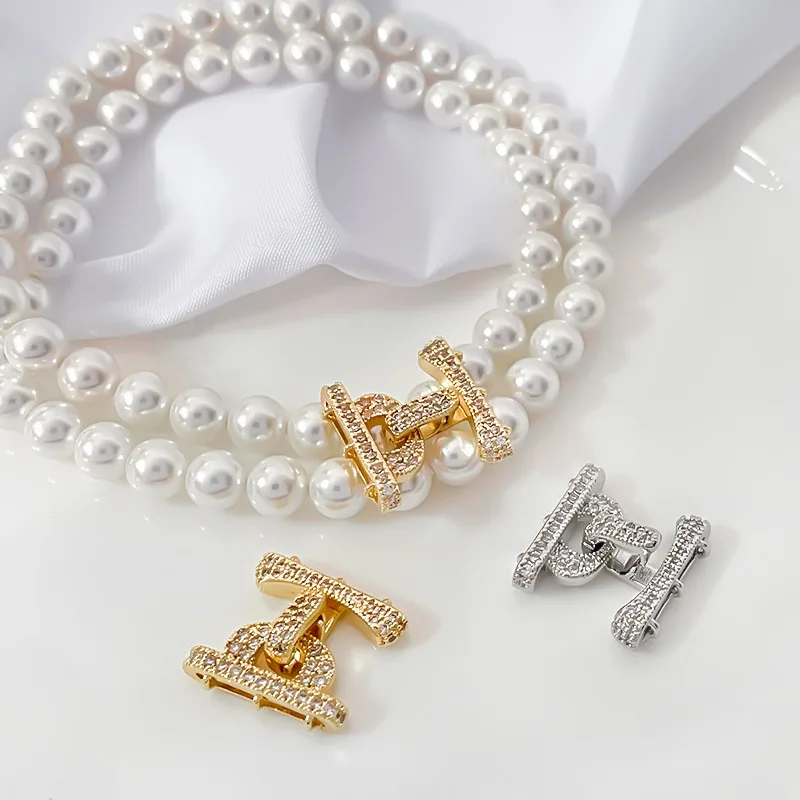 1 Piece Copper Gold-plated Zirconium Three-row Pearl Connection Buckle DIY Jewelry Bracelet Necklace Beaded Accessorie Wholesale