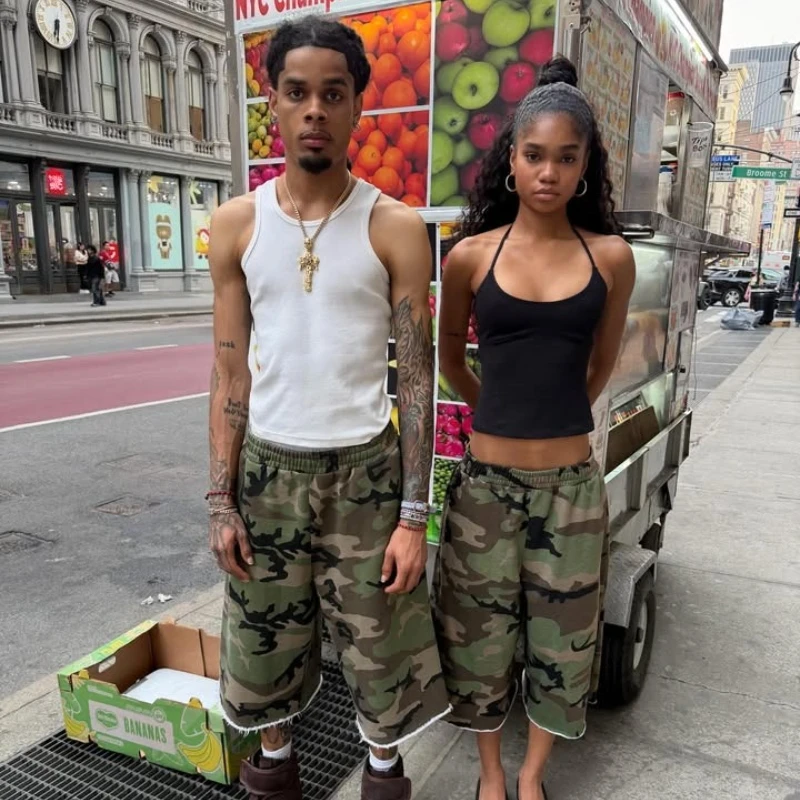 Y2K 캐주얼 패션 카모 반바지 카모플라주 프린팅 포켓 - Mens Fashion Camo Pants 리뷰 및 가격