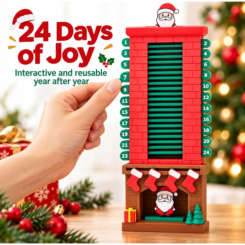 3D-Druck Weihnachts-Adventskalender 24 Tage Weihnachtsmann-Kamin Countdown-Kalender Weihnachts-Heimdekoration Kreatives Interaktives Geschenk – Detail 9