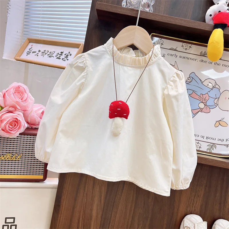 

2025Girls' Cotton Suit2025Autumn New Versatile Solid Color Shirt Plaid Vest Dress Two-Piece Set