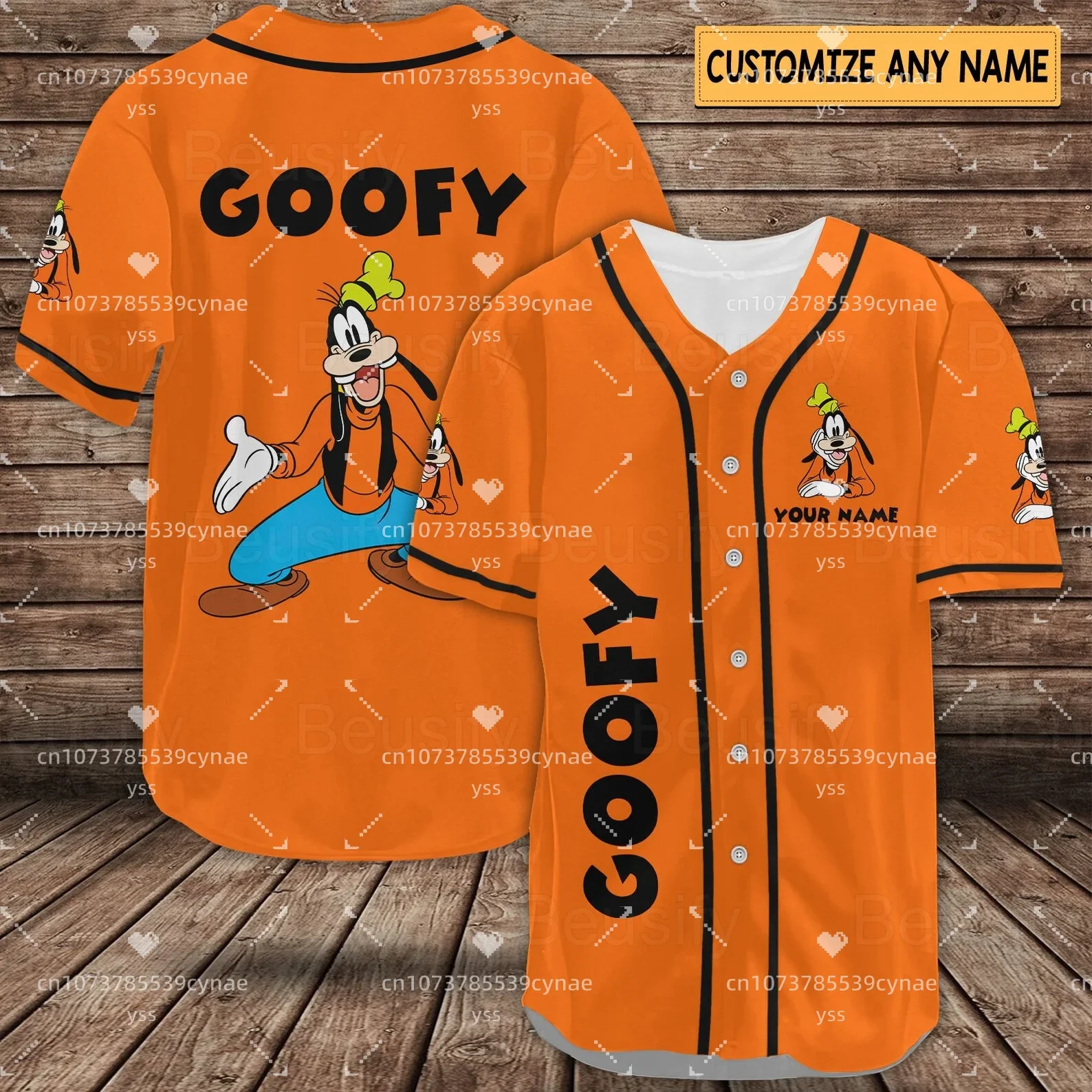 2023 Custom Name Disney Goofy Baseball Jersey Men Women Tops Disney Baseball Uniform Shirts Casual Party T-Shirts