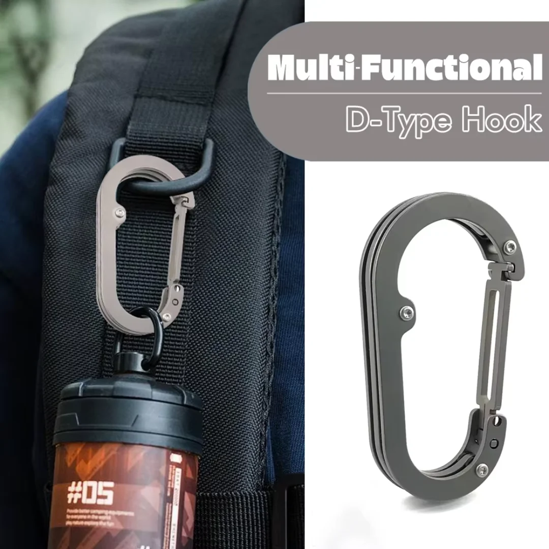 Stainless Steel Heavy Duty Hook, Large Carabiner Clip for Backpack Hanging, Outdoor Gear Accessories - Durable Lightweight 50KG