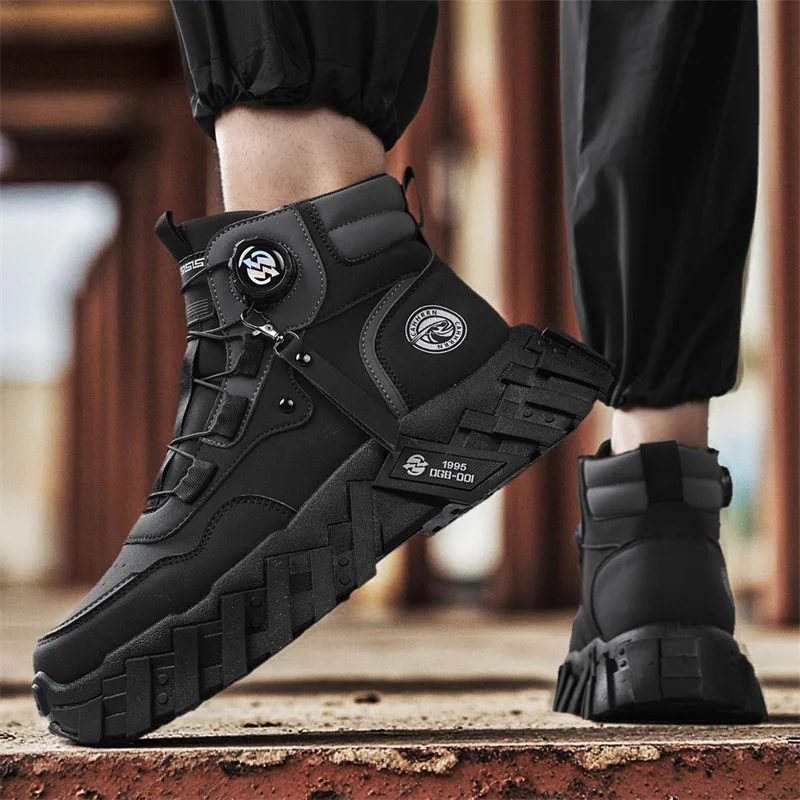 Homens caminhadas ao ar livre sapatos botas táticas com alças para treinamento tiras à prova dwaterproof água respirável motocicleta zapatillas masculino