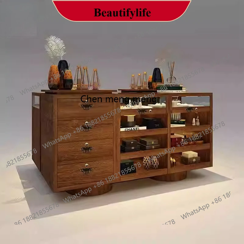 

E153 American French Chinese antique antique storage display cabinet Solid wood jewelry display cabinet