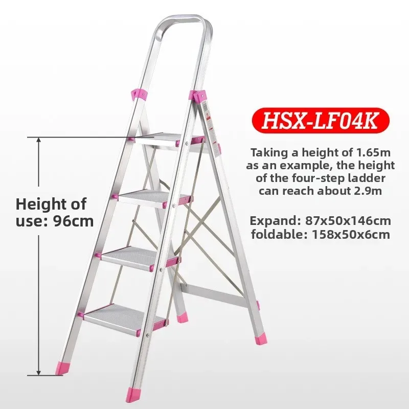 Escada de liga de alumínio, escada dobrável em ziguezague doméstica, escada telescópica multifuncional espessada, projeto de quatro ou cinco degraus
