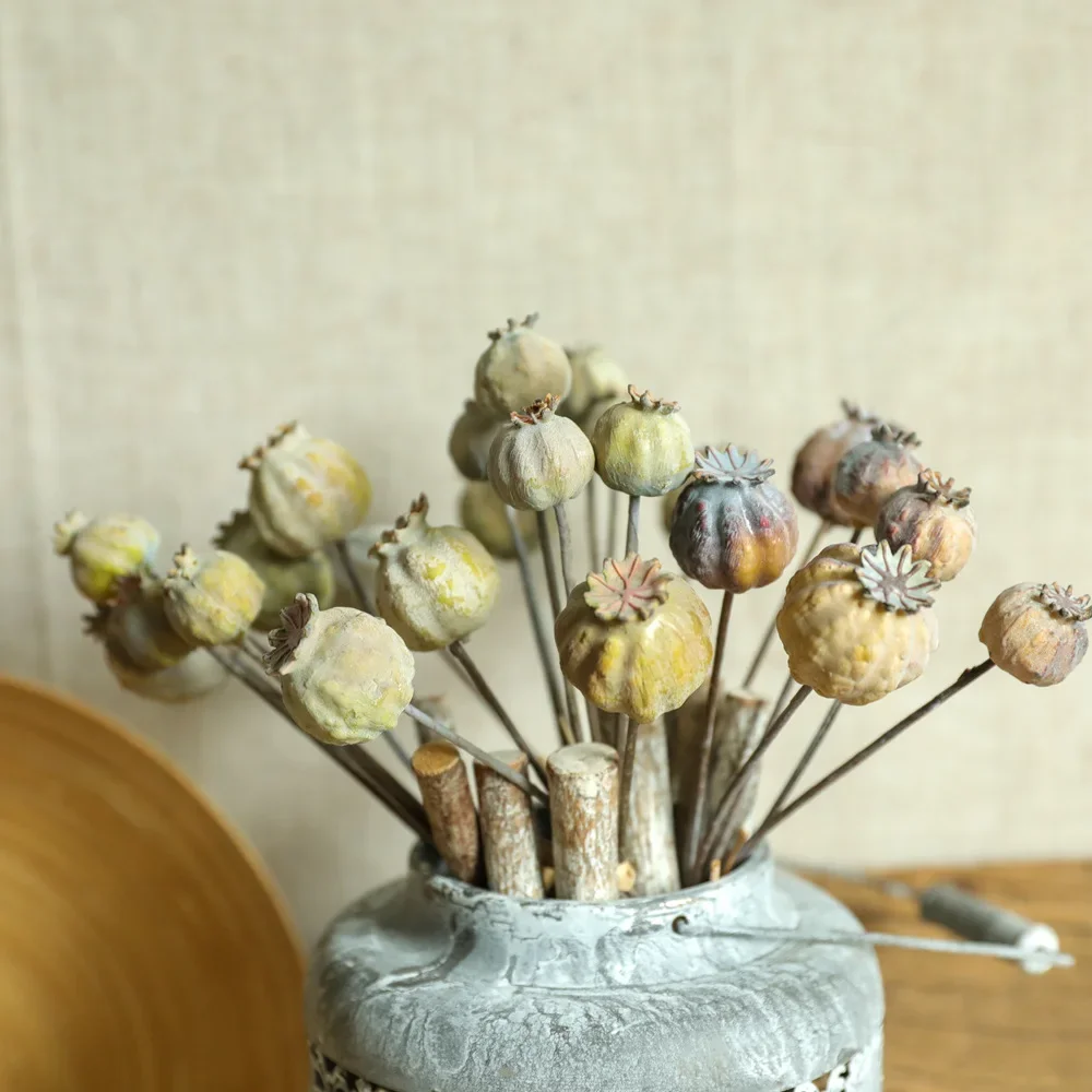 Mohnfrucht-Nüsse, künstlicher Blumenstrauß, Heimdekoration, gefälschte Desktop-Blumen, Hochzeitsszene, Dekor, 6 Stück/Bündel – Detail 2