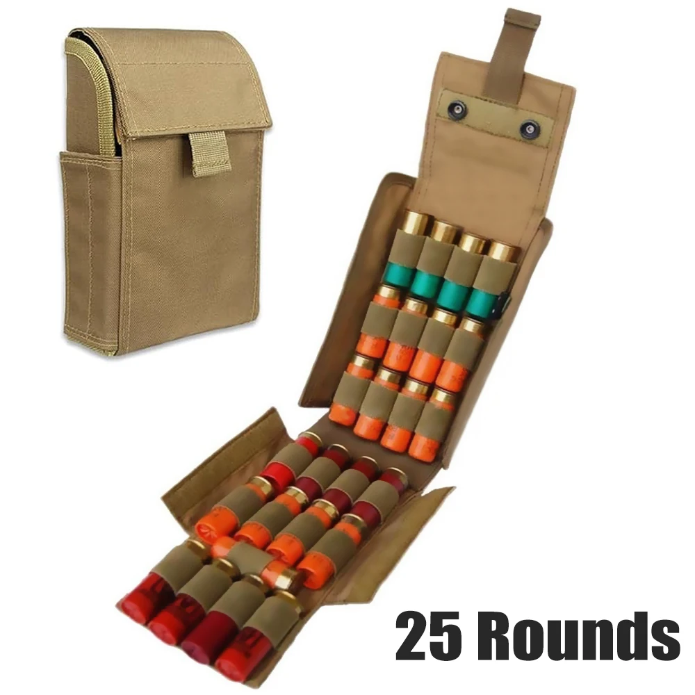 

25 Rounds Shotshell Pouch Holder Foldable Bullet Bag Shell Holder Molle Ammo Pouch Quick Access 12/20GA Shotgun Shell Carrier