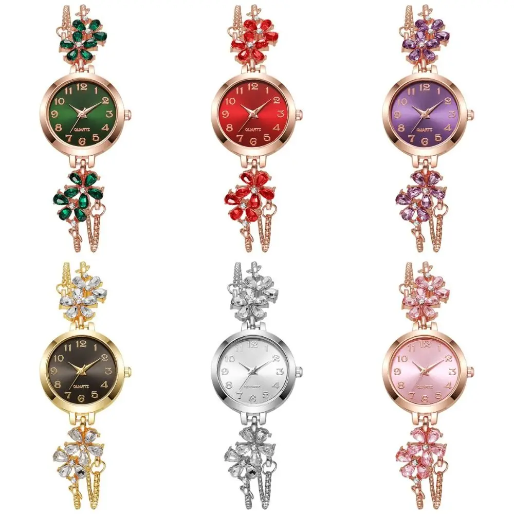 Adjustable Women's Quartz Watch Waterproof Violet Crystal Bracelet Watch Drawstring Design Diamond Inlaid Diamond Watch