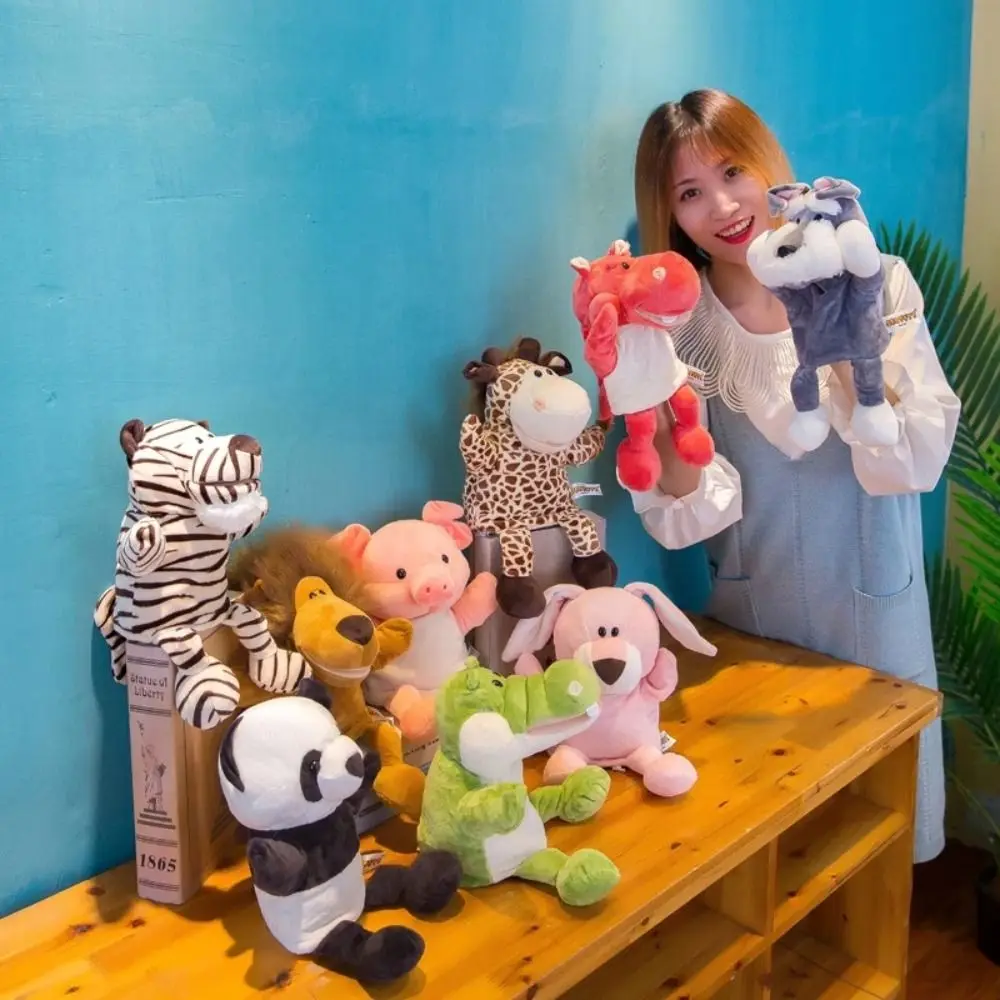 Panda lapin dessin animé jouets en peluche animaux en peluche poupée à main maternelle histoire accessoires Animal marionnette à main enfants marionnettes