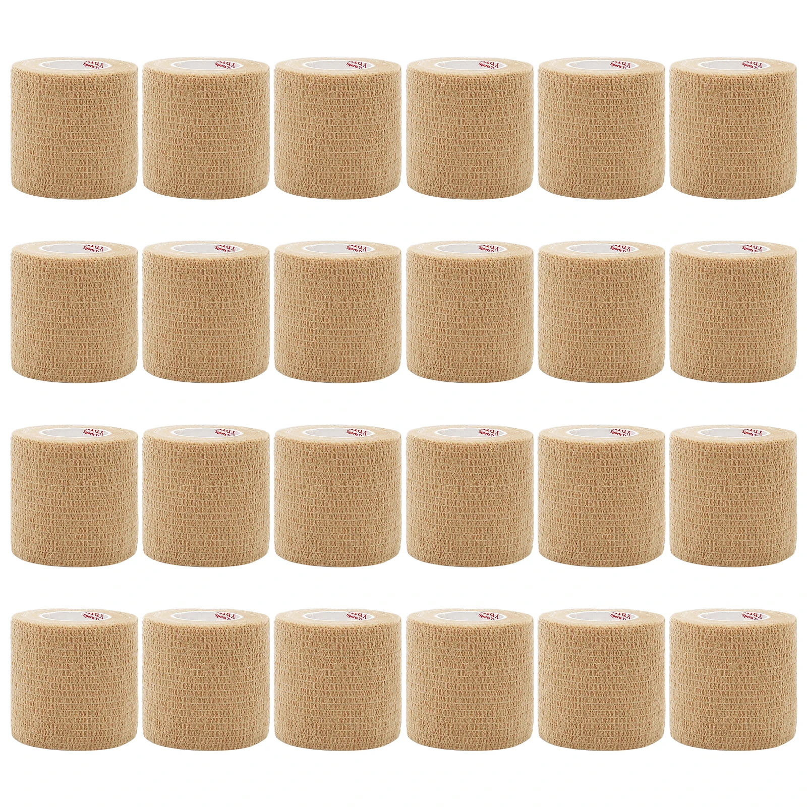 24Rolls Kindmax Self Adhesive Bandage Beige, Elastic Breathable Sports Non-woven Wrap Finger Tape For Wrist Ankle First Aid