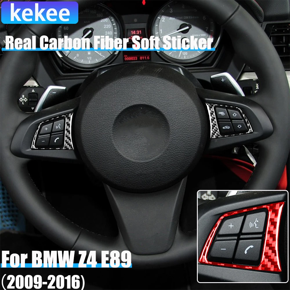 

Real Carbon Fiber Car Accessories Driver Wheel Button Cover Soft Sticker For BMW Z4 E89 2009 2010 2011 2012 2013 2014 2015 2016