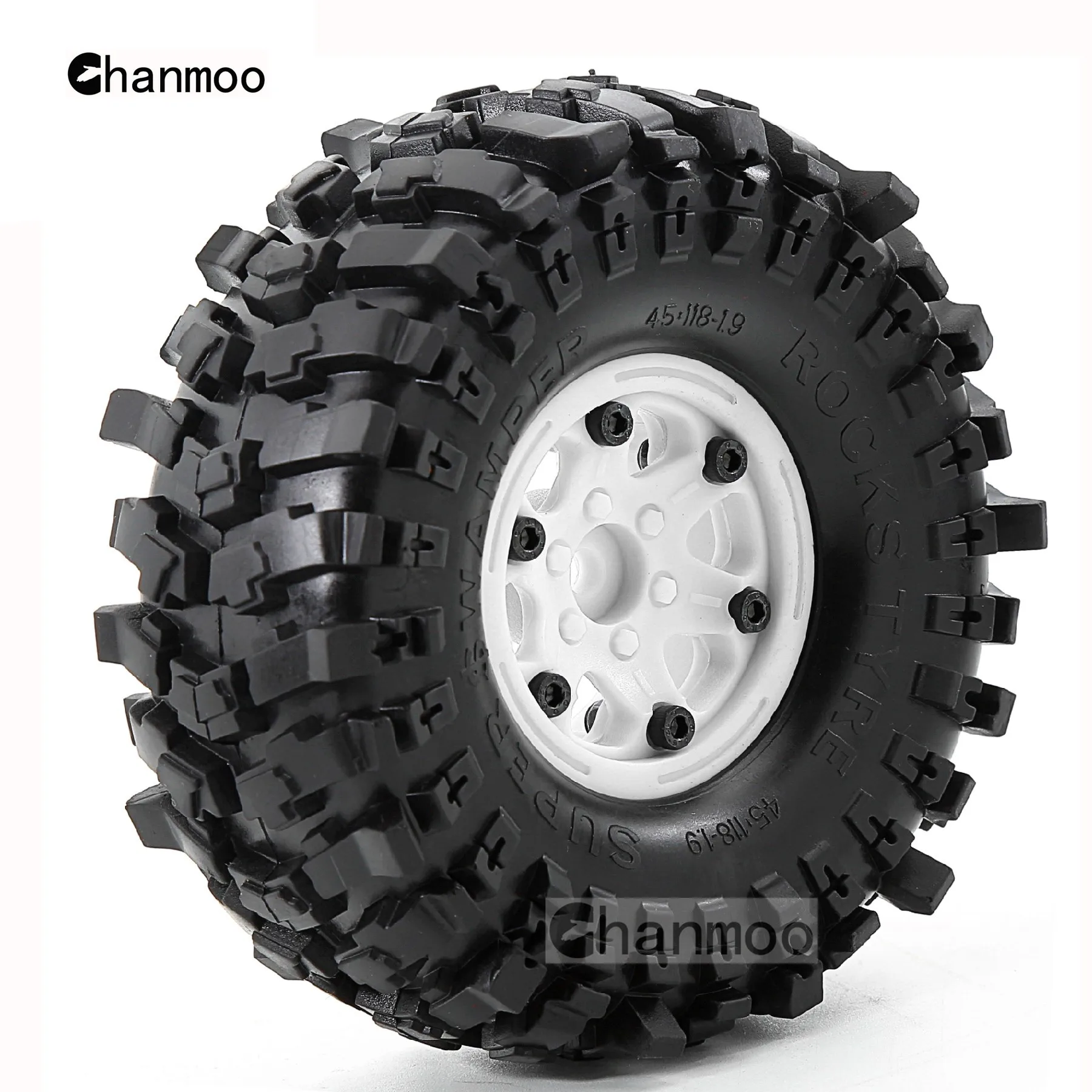 1.9インチ RCクローラー用ラバータイヤ＆プラスチックホイールリムセット 1/10 Axial SCX10 90046 AXI03007 TRX4 RBX10 Redcat Gen8 Traxxas 4WD D90対応