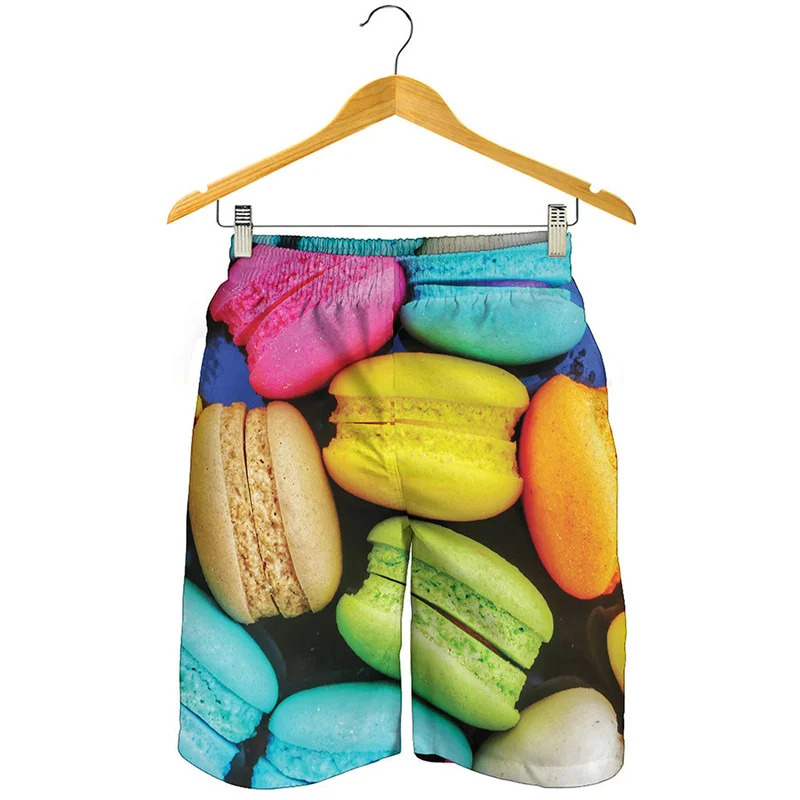 Colorful Macaron Pattern Short Pants Men Beach Shorts Summer 3D Printed Surf Board Shorts Fashion Oversized Swimming Trunks