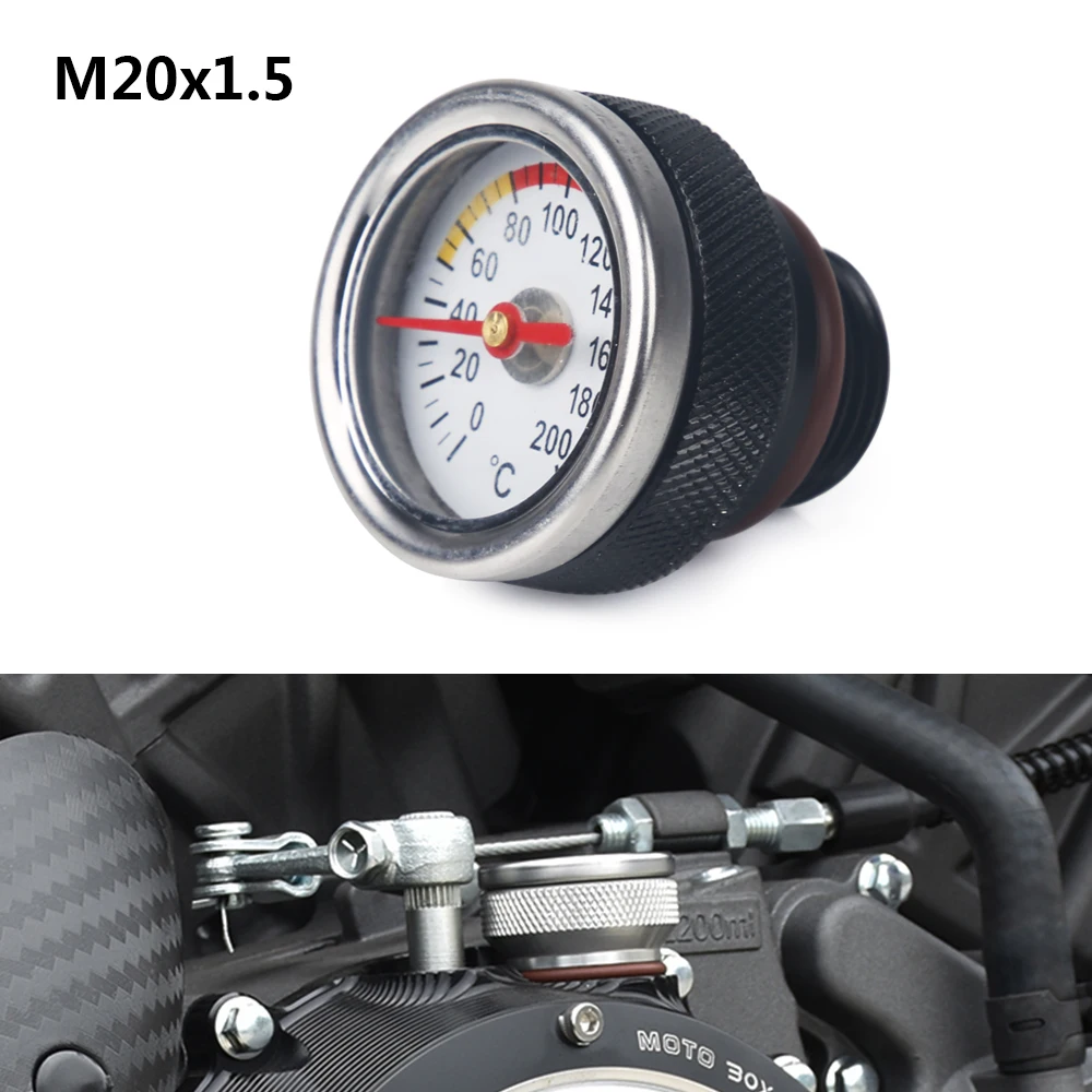 M20x1.5 Motorcycle Fuel Tank Cap With Oil Temperature Gauge Engine Valve Cover Oil Filler Cap For Haojue TR300 / Harley X350