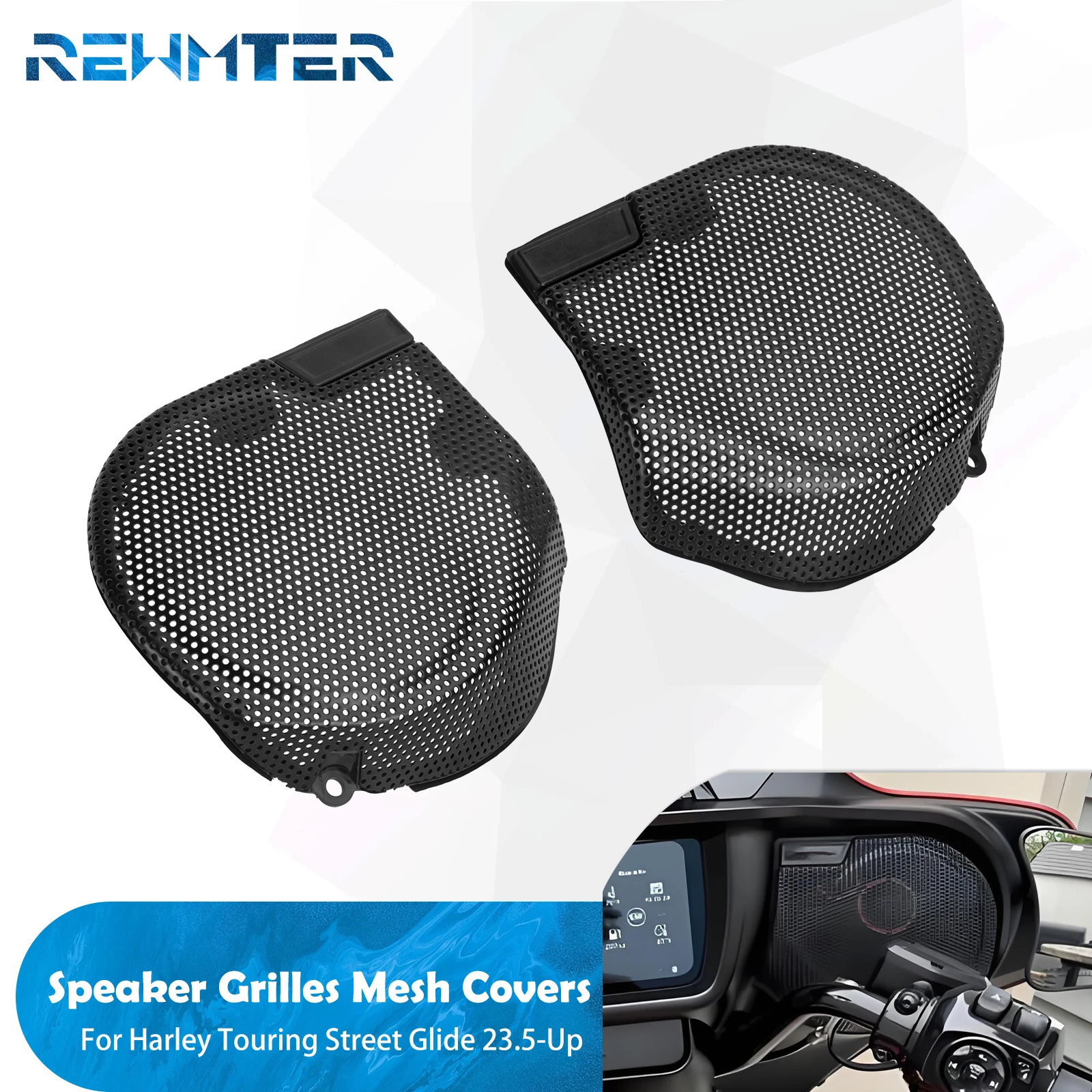 

Motorcycle 6.5" Front Fairing Speaker Grille Mesh Cover For Harley Touring Street Glide 23-Up FLHX 24-Up FLHLT 2025-Up Accessory