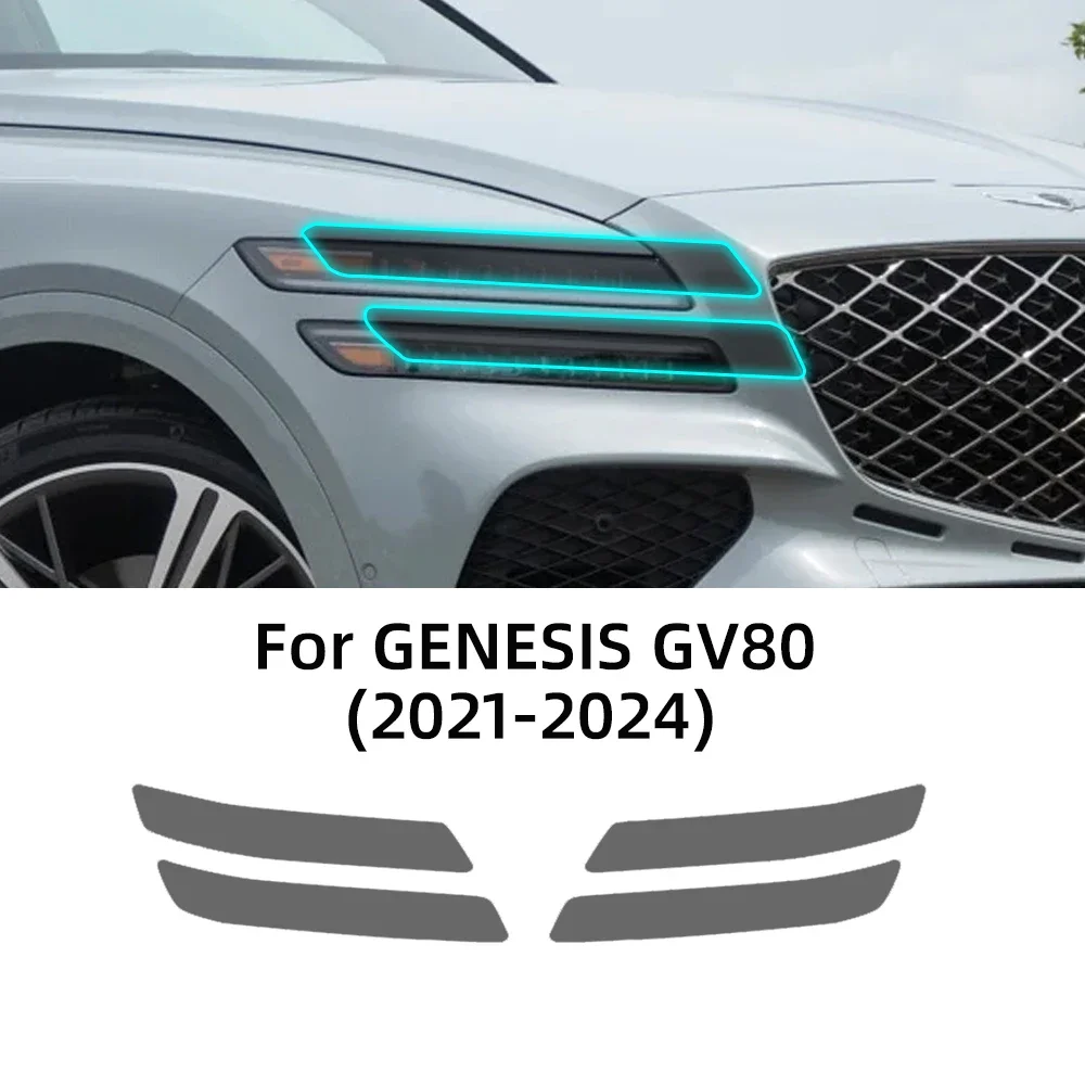 

TPU for GENESIS GV80 2021 2022 2023 2024 Car Headlight Protective Film Smoked Clear Pre-cut Anti-scratch Sticker Accessories PPF
