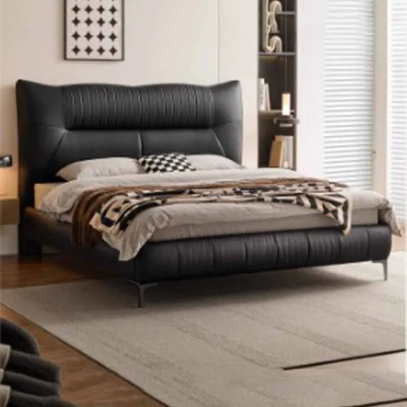 

Simple European Double Bed Frame Style Black Loft Luxury Queen Bed Modern Design Sleeping Cama Matrimonio Nordic Furniture