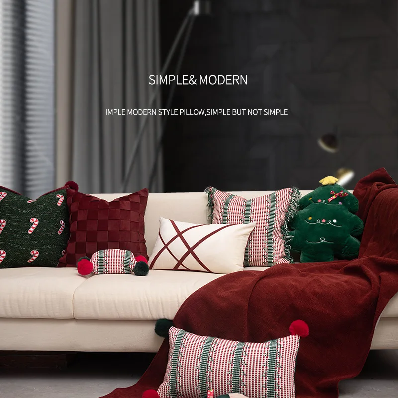 

Трансграничный рождественский подарок, подушка для дивана, подушка для свадьбы, гостиной, спальни, наволочка в одном стиле, красный и зеленый