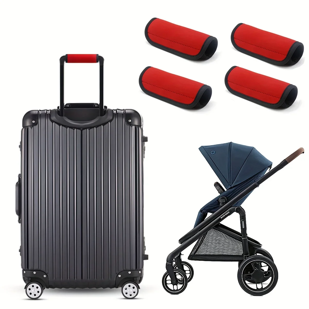 غطاء مقبض عالمي للأمتعة وعربات الأطفال مع وسادة مضادة للانزلاق هدية عملية للمسافرين مناسبة للعائلة