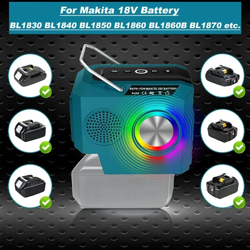 Audio For Milwaukee/Makita/Dewalt/Bosch 18-20V Battery With USB Type-C Port Bluetooth-compatible Player Loudspeaker Amplifier