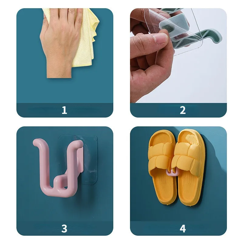 Slippers Rack Plastic Wall-mounted Waterproof Rack No Punching Simple Bathroom Slipper Hook Home Bedroom Neat Storage Rack